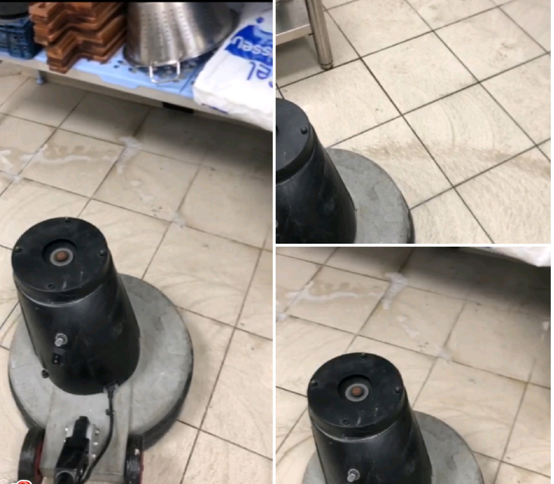 Décapage du sol d'une cuisine professionnelle à croix de chavaux 