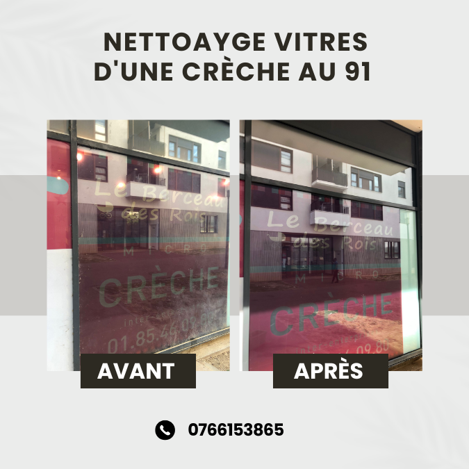 Nettoyage vitres d'une crèche au 91