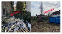 Démolition d'une maison et nettoyage du terrain 